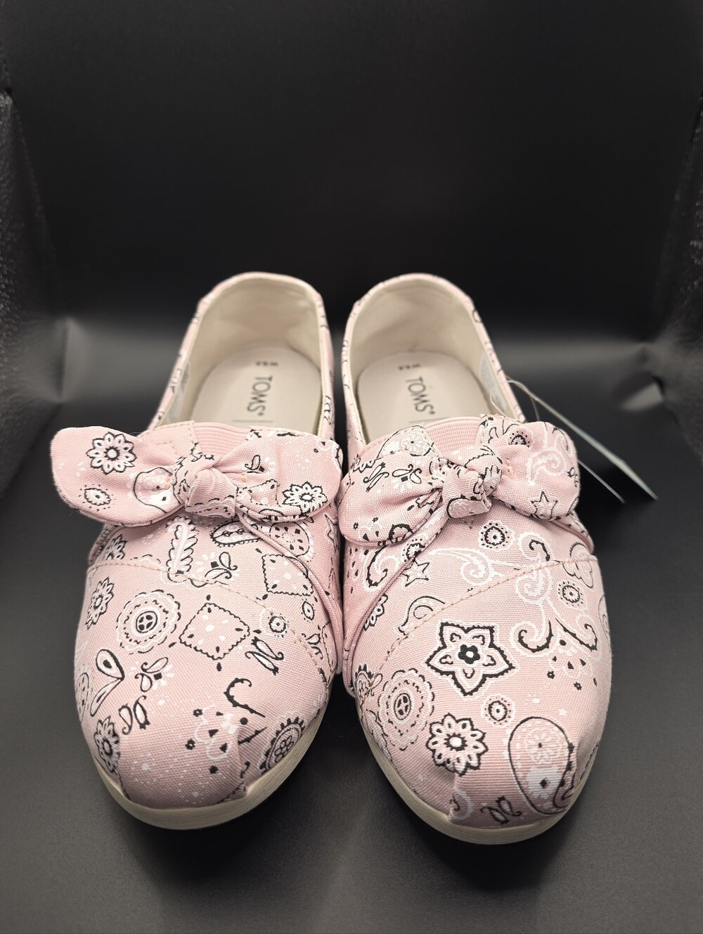Toms Pink Paisley Knot Canvas Slip-Ons